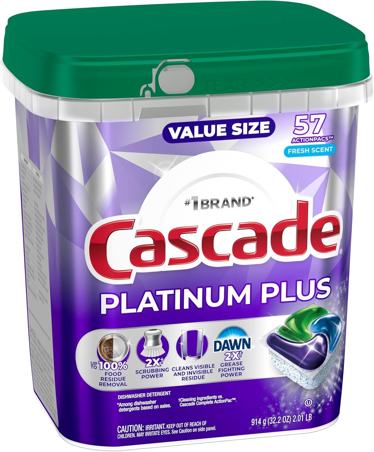 Cascade Platinum Plus Dishwasher Pods, Dishwasher Detergent, Dish Detergent Soap, Fresh, 57 Count - Image 11