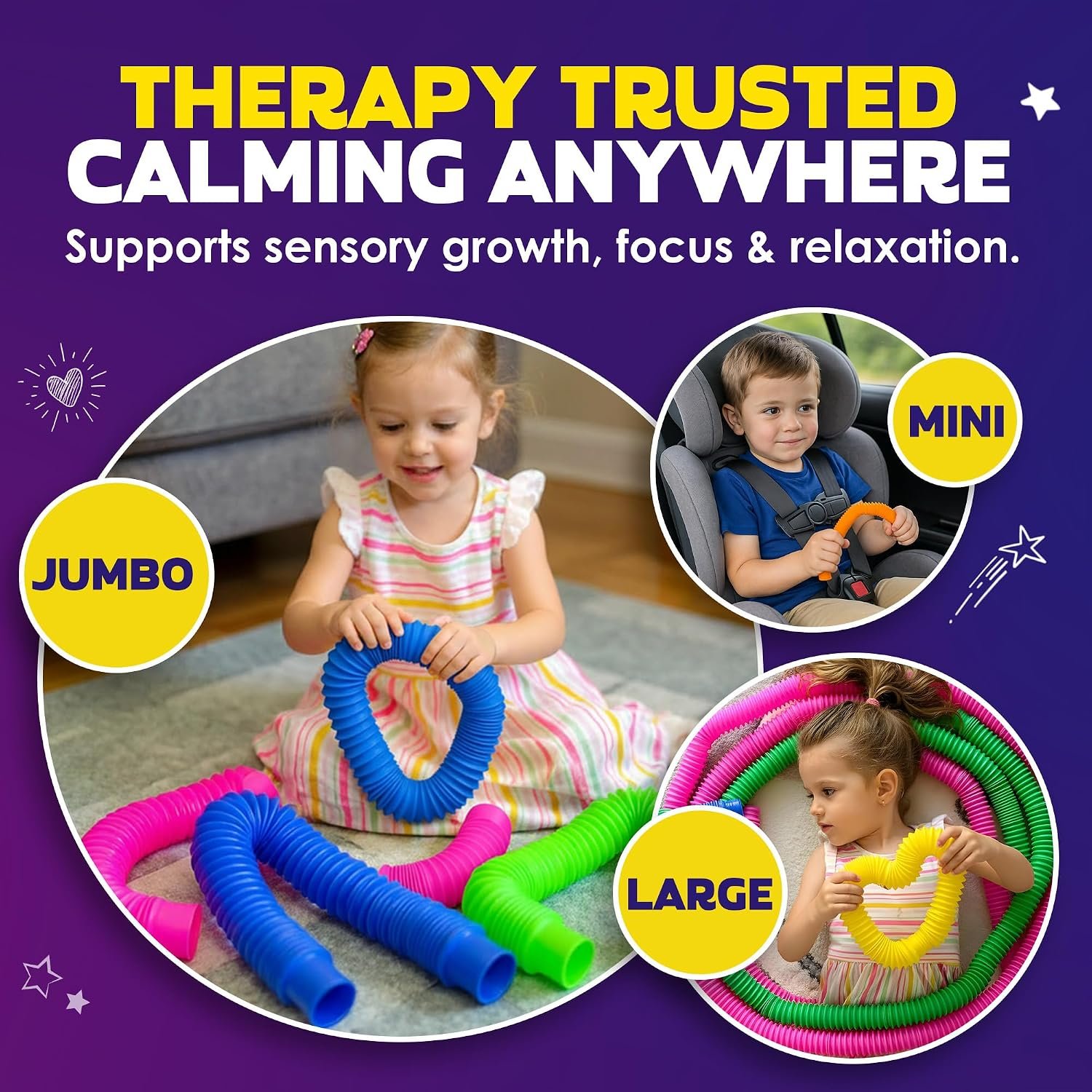Nutty Toys Pop Tubes - Large 8-Pack Sensory Toys - Creative STEM Learning for Kids & Toddlers - Connect & Pop! Top ADHD Autism Fidget 2026, Best Boy & Girl Christmas Stocking Stuffers Gifts Idea - Image 6