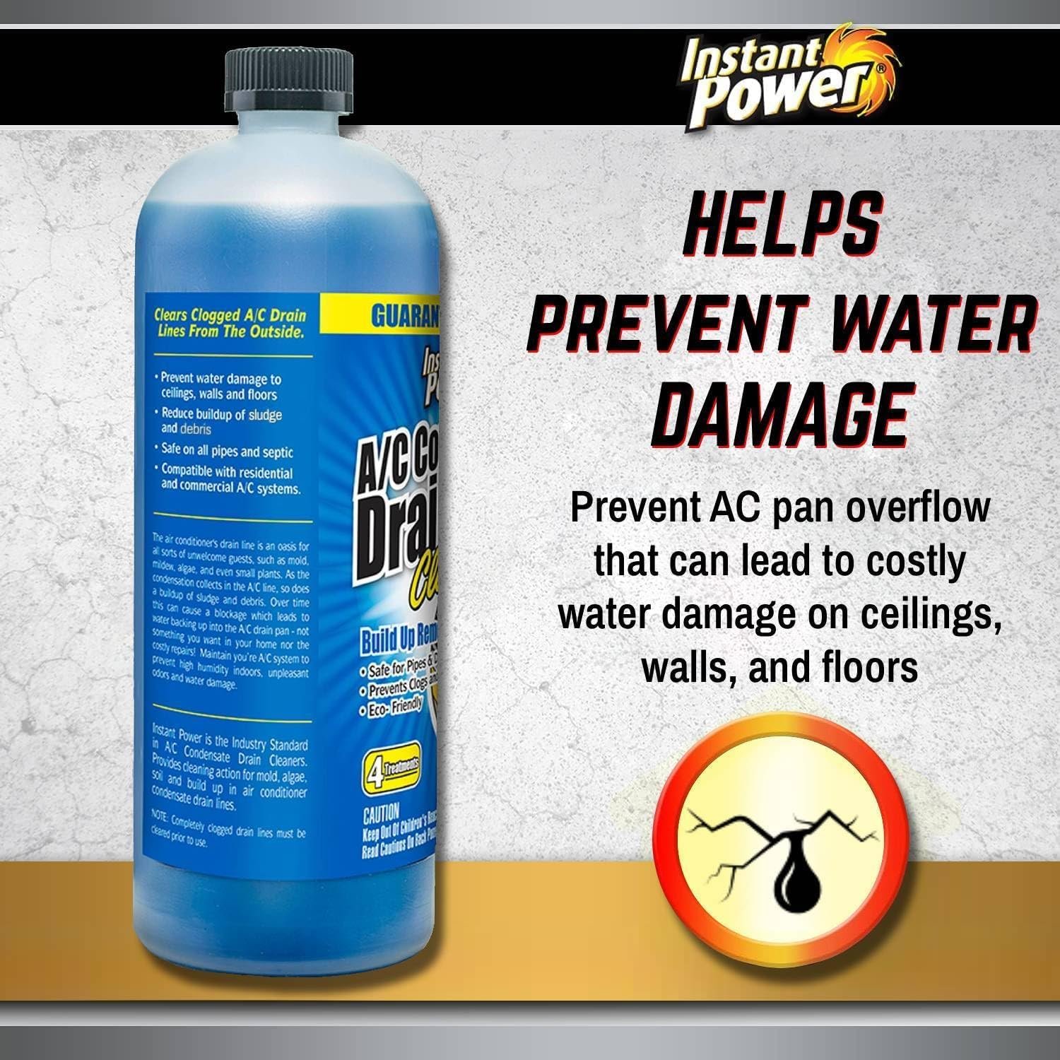 Instant Power A/C Condensate Drain Line Cleaner - AC & HVAC Unclogger for Air Conditioner Drain Lines, Prevents Odors & Water Damage, Safe for Pipes & Septic Systems - 32 oz (Pack of 1) - Image 3