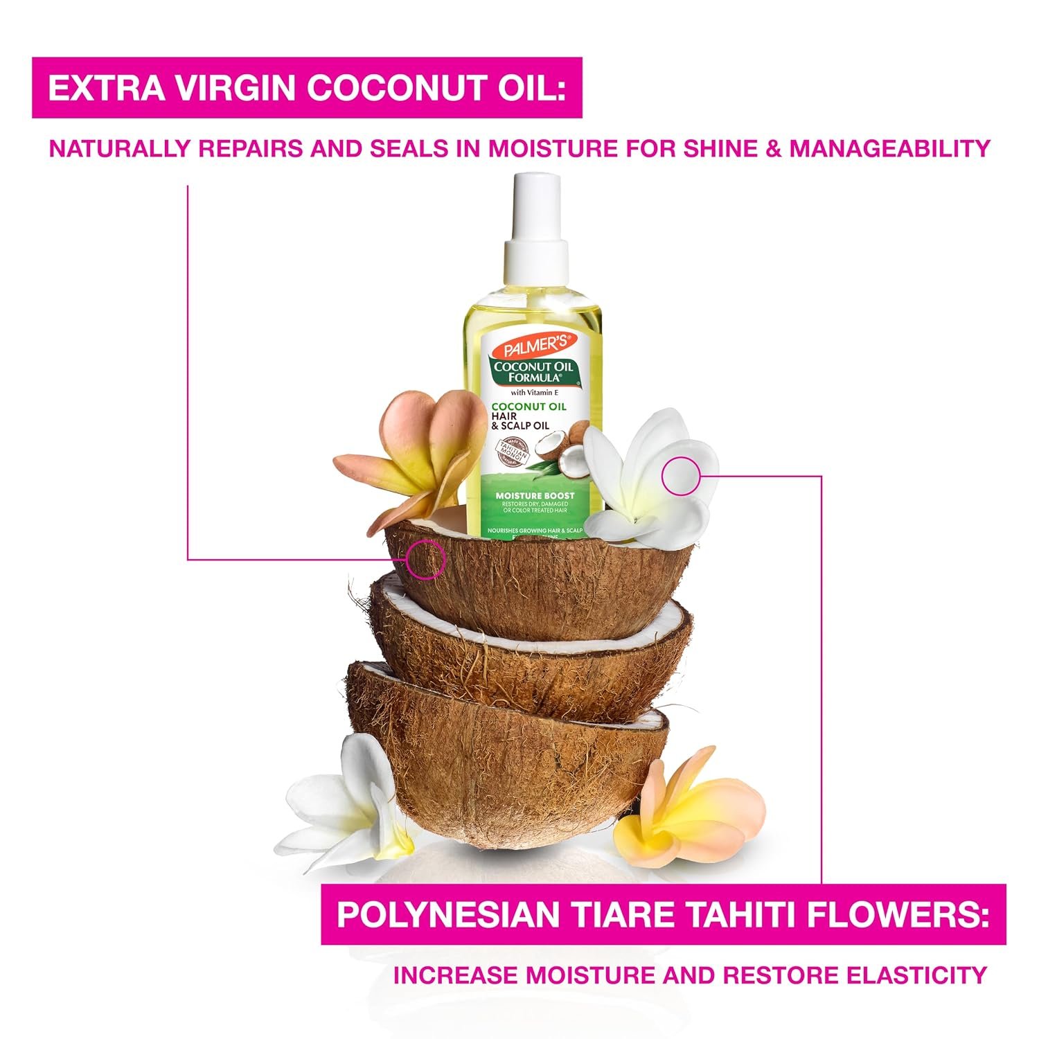 Palmer's Coconut Oil Moisture Boost, Restorative Hair and Scalp Oil Spray, Lasting Hydration and Shine for Dry or Damaged Hair, Promotes Scalp Health, 5.1 Oz - Image 6