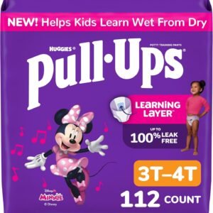 Pull-Ups Girls’ Potty Training Pants, Size 3T-4T Training Underwear (32-40 lbs), 112 Count