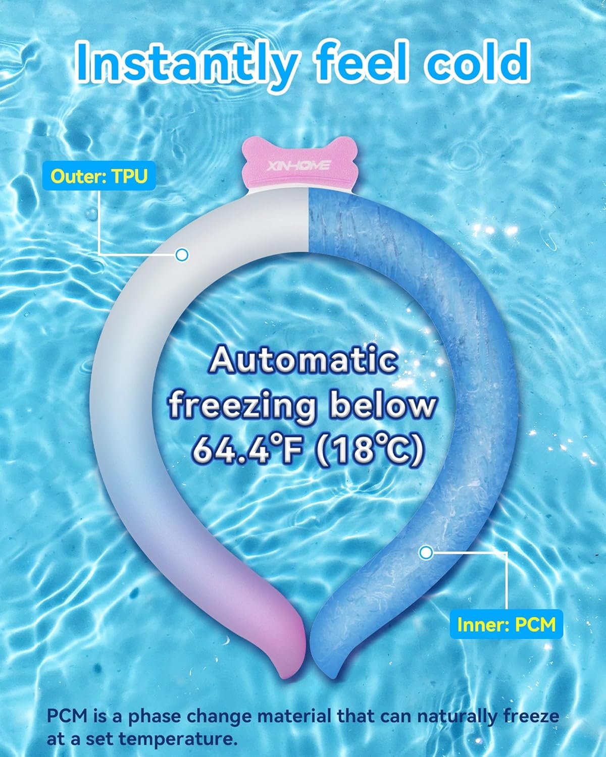 Neck Cooling Tube Wraps Ice Ring Neck Cooler Personal Ice Pack Wrap for Hot Weather Gel Reusable Wearable Gel Cooling for Summer Heat Hot Flashes Freezer Below 64.4℉ - Image 3