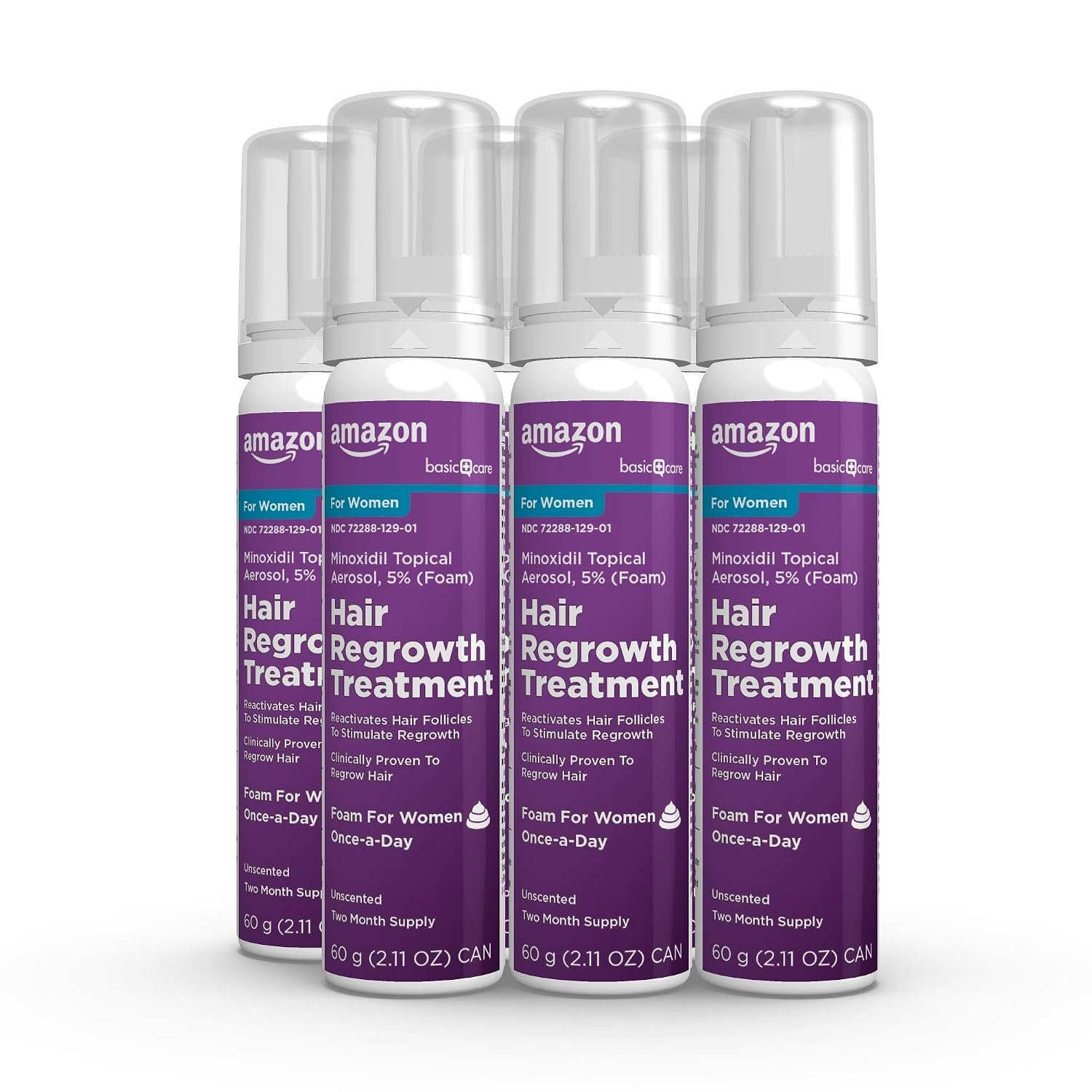 Amazon Basic Care Hair Regrowth Treatment For Women, Minoxidil 5% Topical Aerosol, Clinically Proven Foam, 12-Month Supply, Unscented, 2.11 ounce (Pack of 6) - Image 7