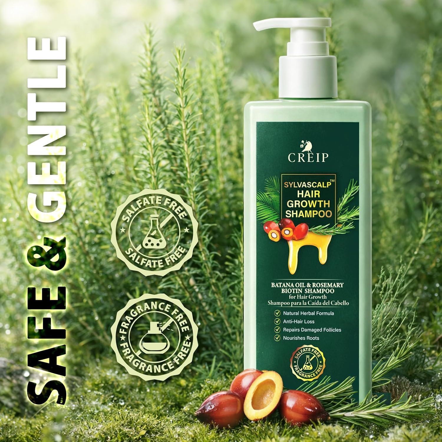 Rosemary & Batana Oil Hair Growth Shampoo: Hair Loss Shampoo for Men and Women with Biotin, Sulfate & Fragrance-Free Thickening - Image 7