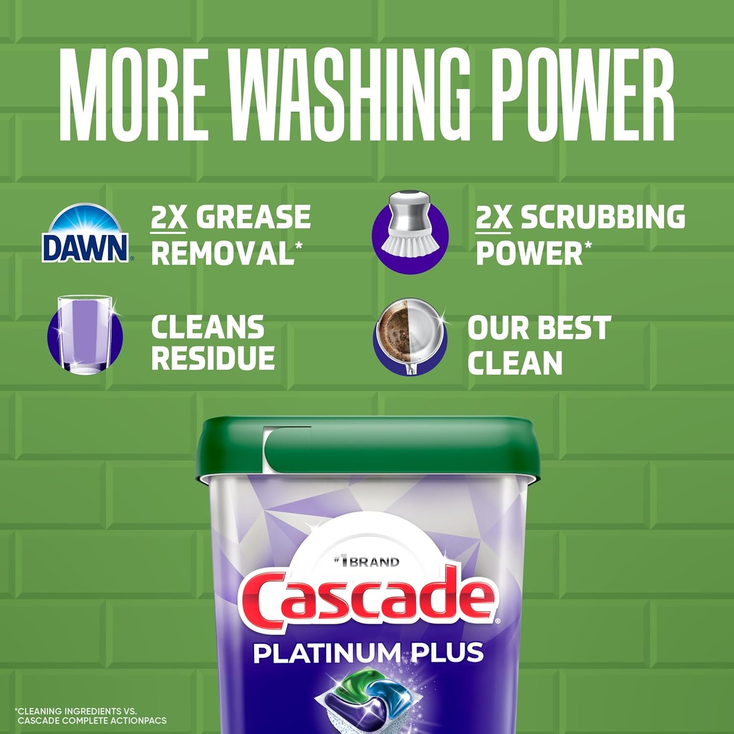 Cascade Platinum Plus Dishwasher Pods, Dishwasher Detergent, Dish Detergent Soap, Fresh, 57 Count - Image 3