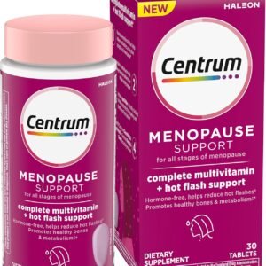 Centrum Complete Multivitamin Supplement + Hot Flash Support Menopause Support Tablets, with Clinically Studied geniVida, 30 Count