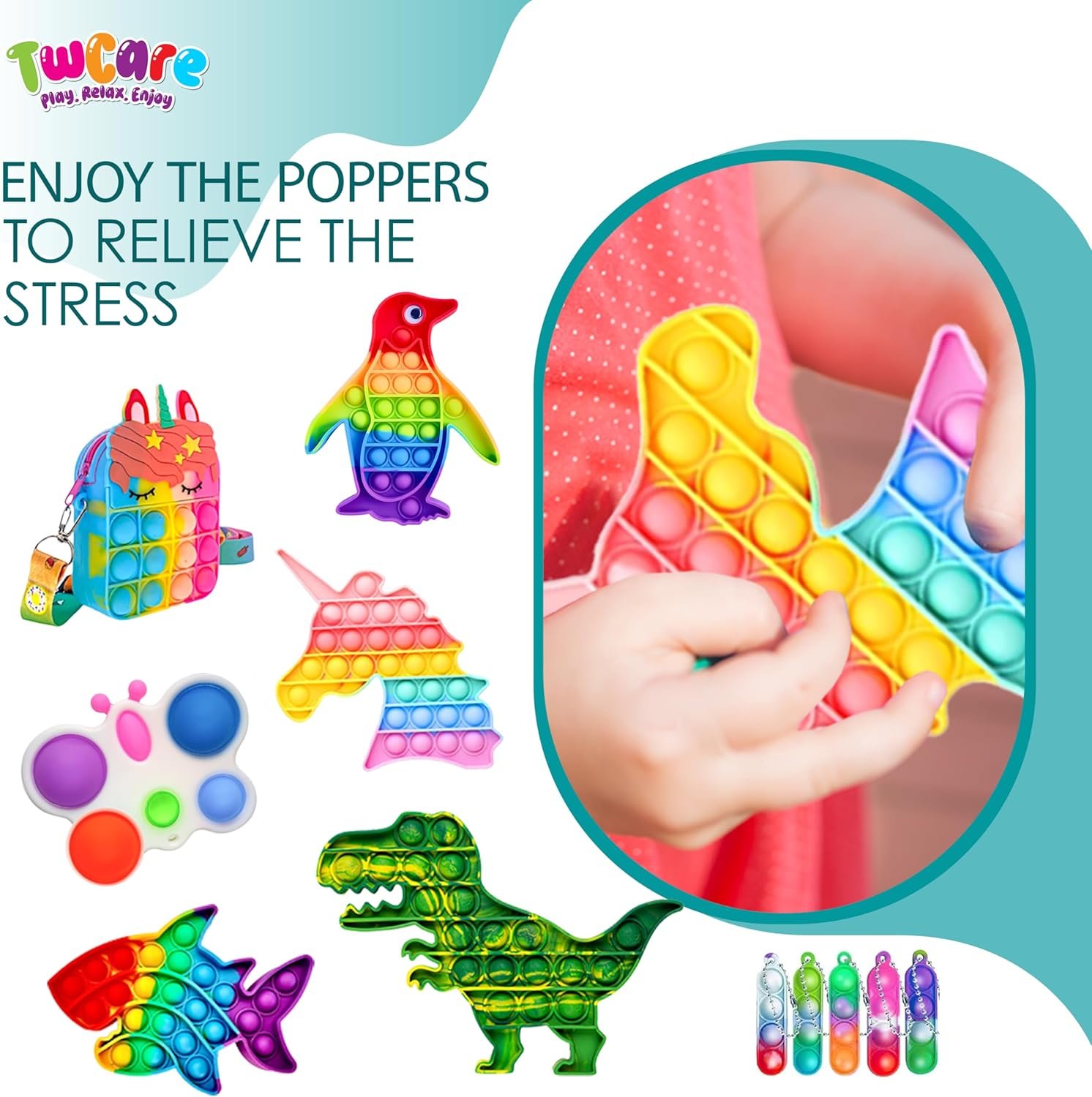 120 Pcs Fidget Toys Pack, Pop Sensory Party Favors Set Gifts for Kids Adults Boy Girl Stocking Stuffers Autistic Bulk Goodie Bag Filler Treasure Box Classroom Prizes School - Image 2