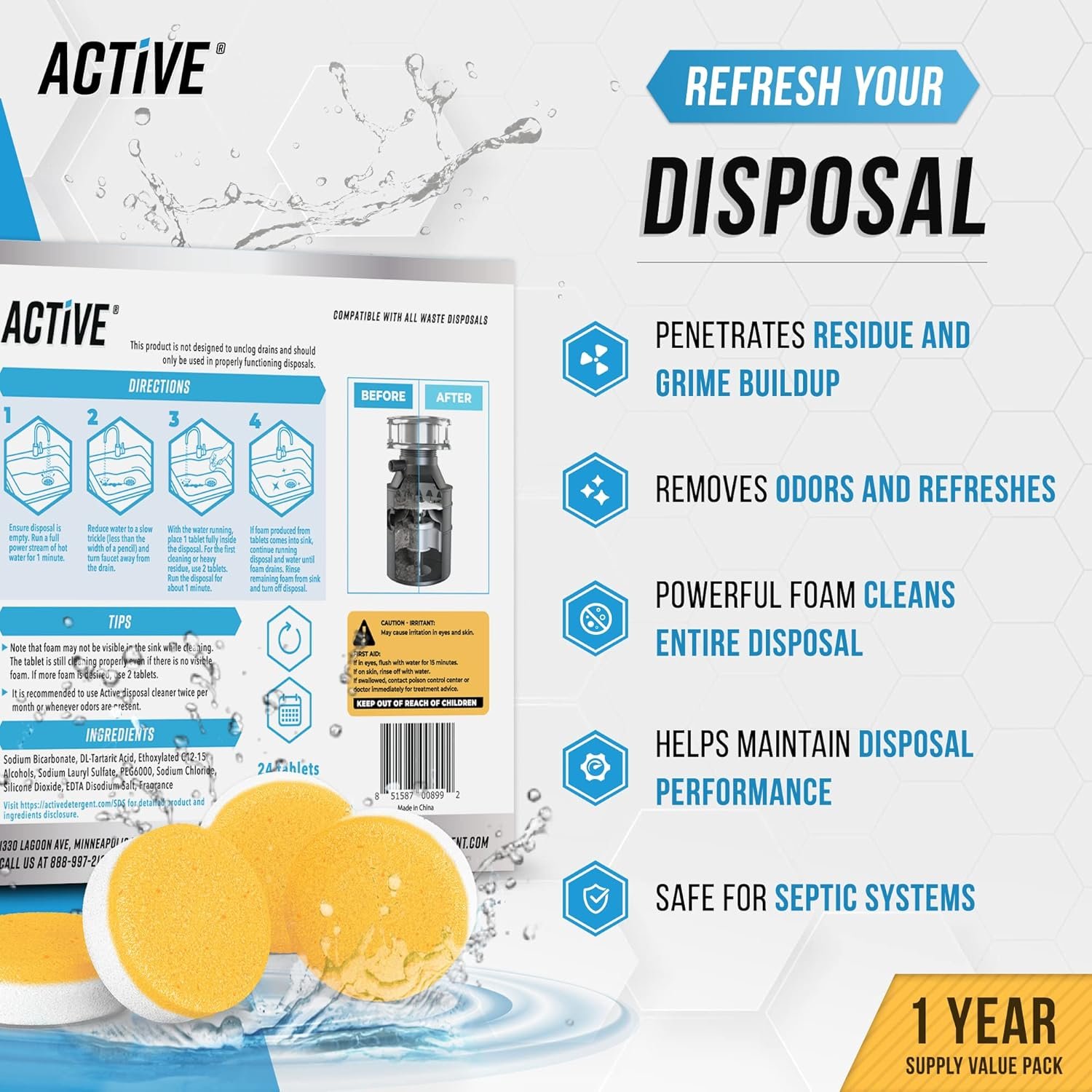 Washing Machine Dishwasher & Disposal Cleaning Tablets - Appliance Refresh Bundle Includes 12 Month Supply Cleaner Deodorizer, Washer Descaler, Disposer Freshener Deep 72 - Image 4