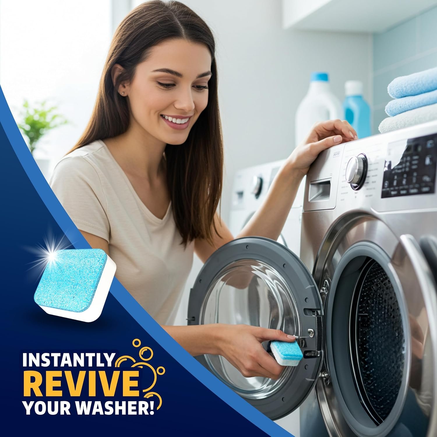 Washing Machine Cleaner Tablets 24 Pack - Deep Cleaning Tablets for Front & Top Load, Works With HE Washers, Removes Residue, Odor & Pet Hair - 12 Month Supply of Washer Cleaner Descalers, Septic Safe - Image 2