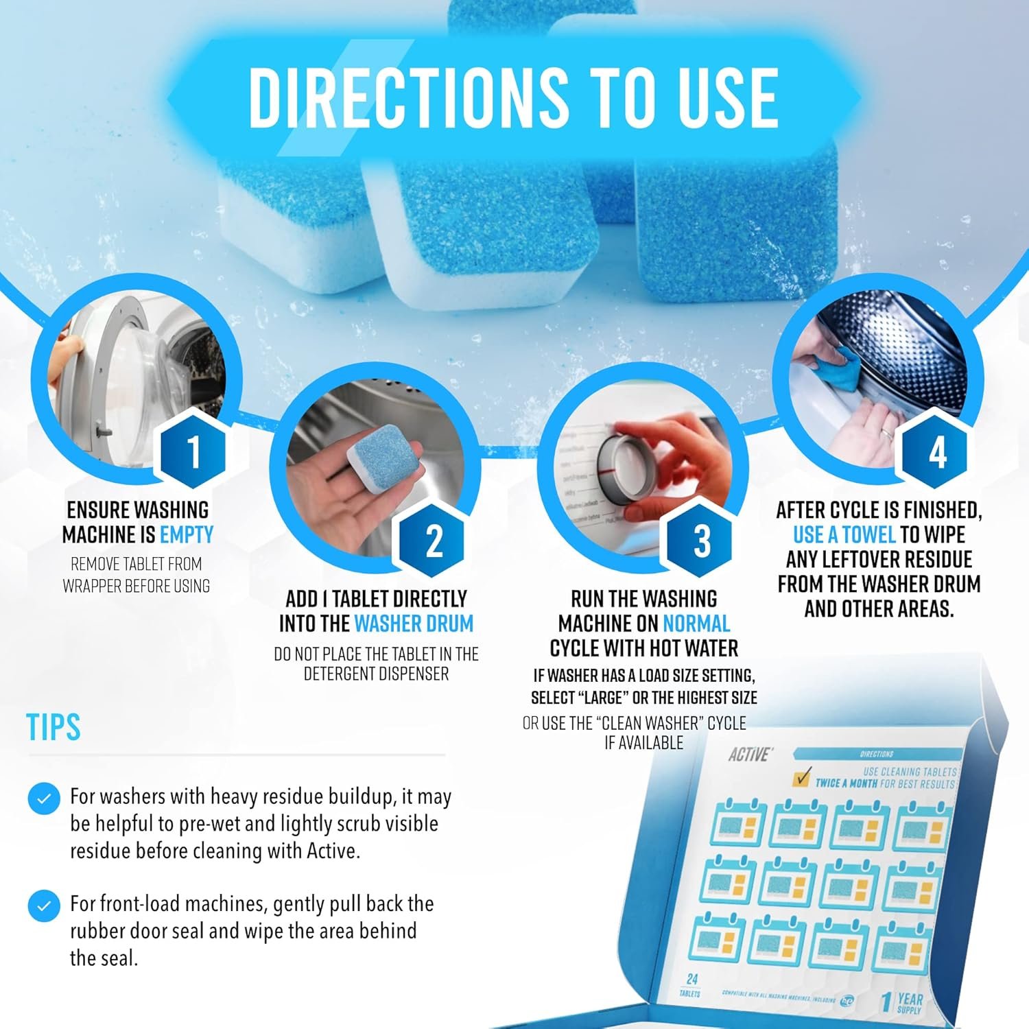 Washing Machine Dishwasher & Disposal Cleaning Tablets - Appliance Refresh Bundle Includes 12 Month Supply Cleaner Deodorizer, Washer Descaler, Disposer Freshener Deep 72 - Image 5
