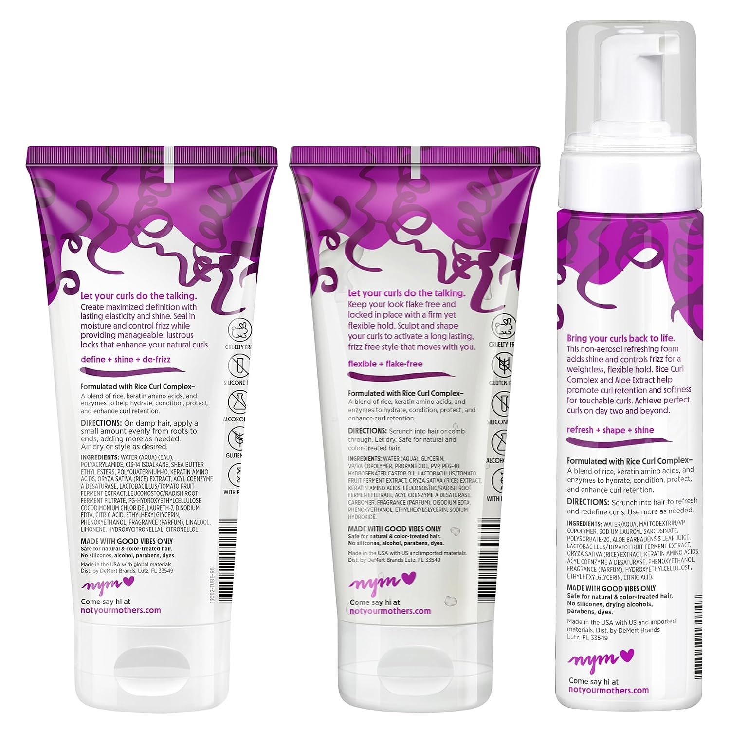 Not Your Mother's Curl Talk Frizz Control Sculpting Gel, Defining Cream, and Refreshing Curl Foam (3-Pack) - 6 and 8 fl oz - Formulated with Rice Curl Complex - For All Curly Hair Types - Image 9