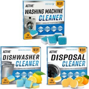 Washing Machine Dishwasher & Disposal Cleaning Tablets – Appliance Refresh Bundle Includes 12 Month Supply Cleaner Deodorizer, Washer Descaler, Disposer Freshener Deep 72