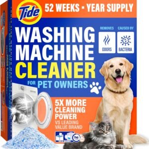 Tide Pet Washing Machine Cleaner 52 Week Supply with Oxi for Front and Top Loader Washer Machines, Deep Cleaning Residue & Odor Eliminator, 12 Month Supply (Packaging May Vary)