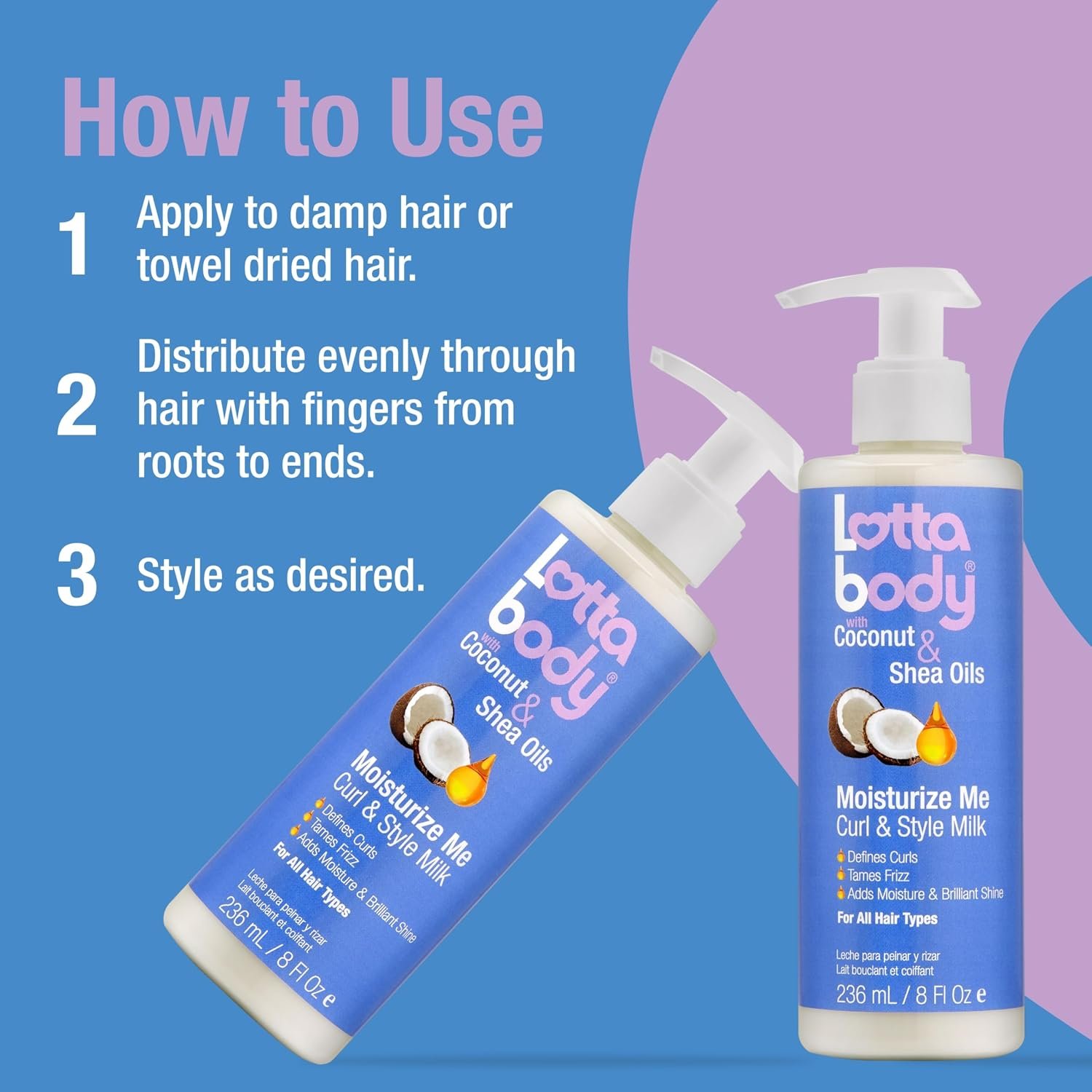 Lottabody Moisturize Me Curl and Style Milk with Coconut & Shea Oils, Lightweight Moisture-Rich Curl-Defining & Frizz-Control Styling Milk for Natural Curly, Coily & Relaxed Hair, 8 oz - Image 7