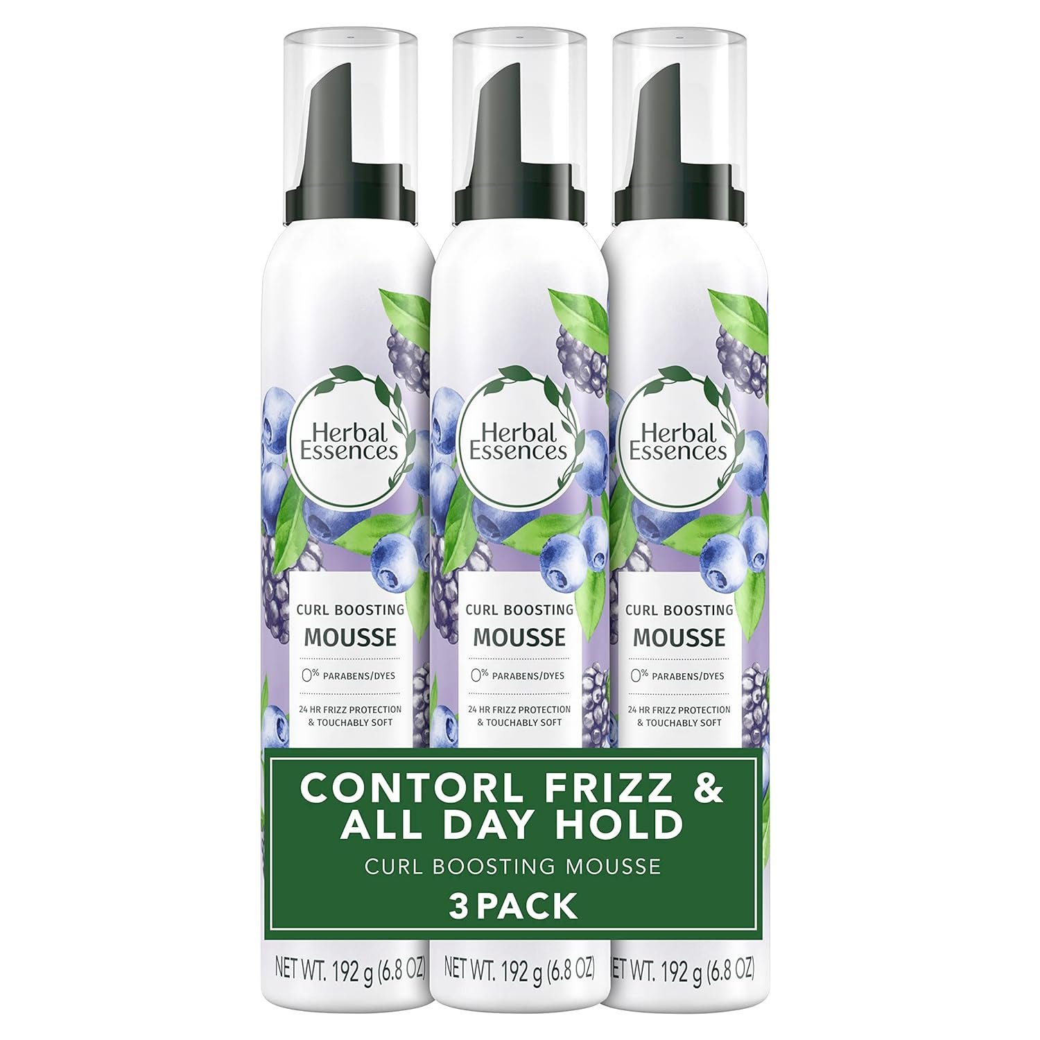 Herbal Essences Curl Boosting Mousse, Frizz Control for Curly & Wavy Hair, Long-Lasting Hold with Berry Scent, Paraben & Dye, Cruelty-Free, 6.8 Fl Oz Each, 3 Pack - Image 11