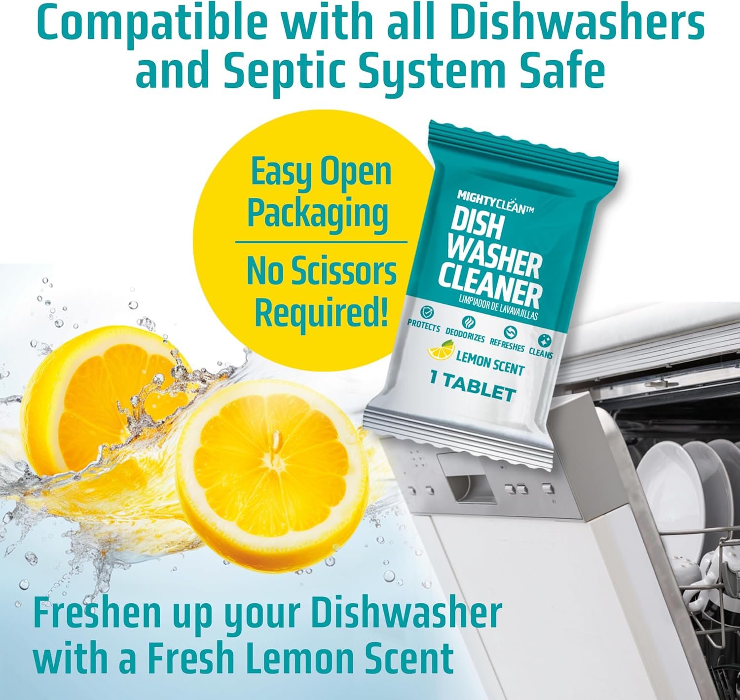 Dishwasher Cleaner And Deodorizer 24 Pack - 1 Year Supply Deep Clean Dishwasher Cleaner Tablets, Septic Safe Dishwasher Cleaning Tablets, Dish Washer Cleaner To Remove Limescale, Mineral Buildup, Odor - Image 5