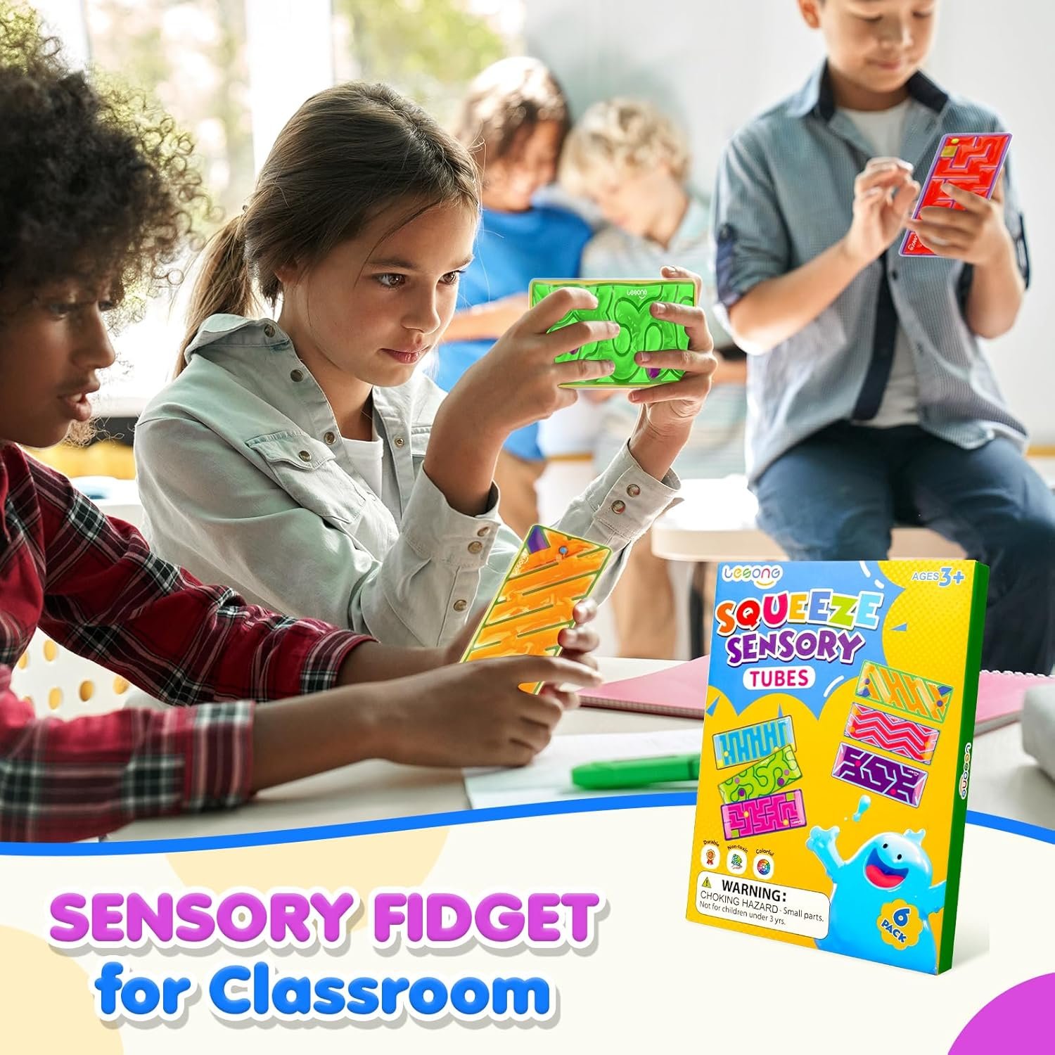 Squishy Sensory Fidget Autism Toys for Kids: Sensory Toys for Special Need 6 Pack Maze - Quiet Fidgets Sensory Filled Goo for Calming Down Classroom, Adult Office,Travel Essentials, Kid Students Gifts - Image 4