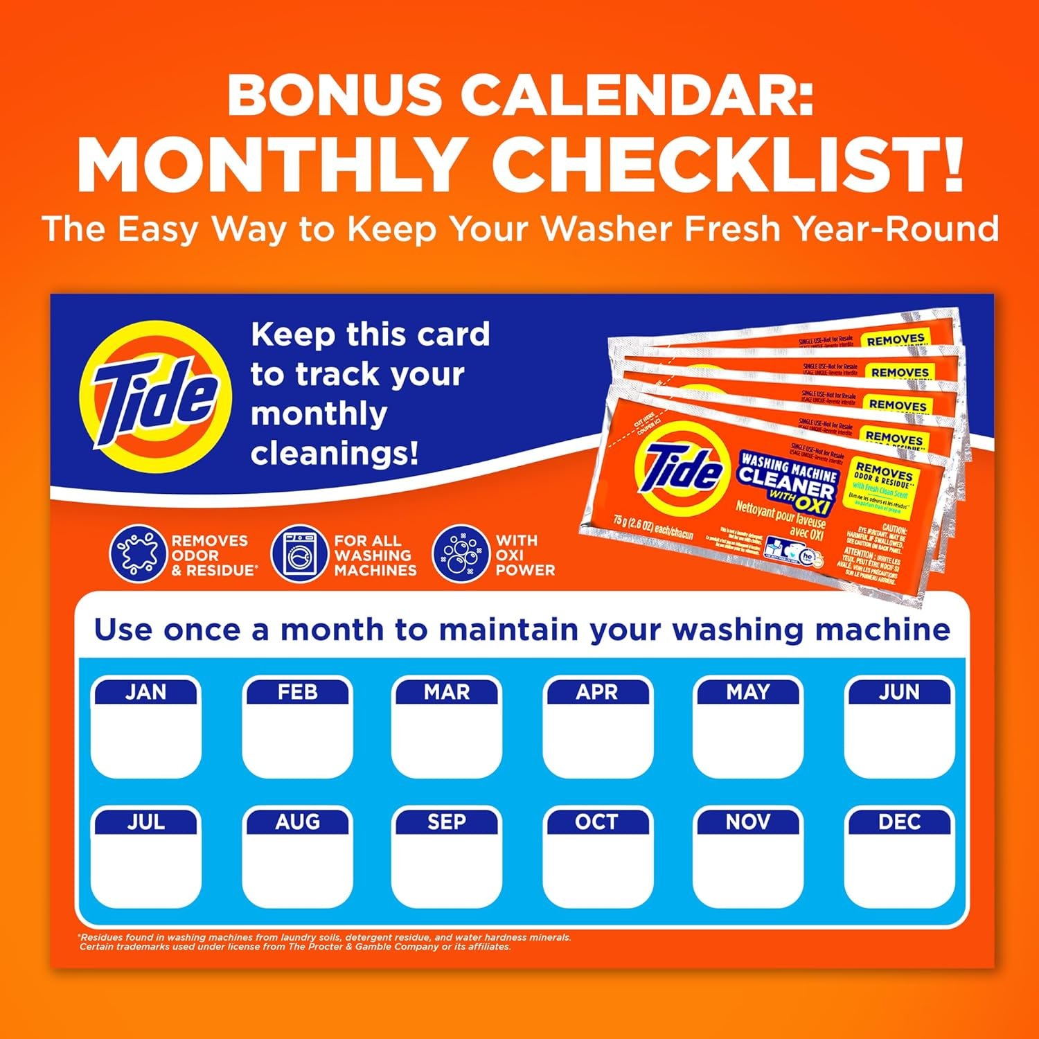 Tide Pet Washing Machine Cleaner 52 Week Supply with Oxi for Front and Top Loader Washer Machines, Deep Cleaning Residue & Odor Eliminator, 12 Month Supply (Packaging May Vary) - Image 8