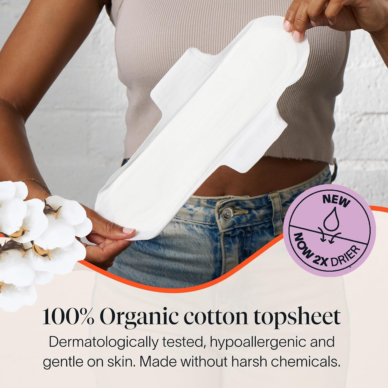 Cora 100% Organic Cotton Topsheet Pads (36 Overnight Pads) - Image 2