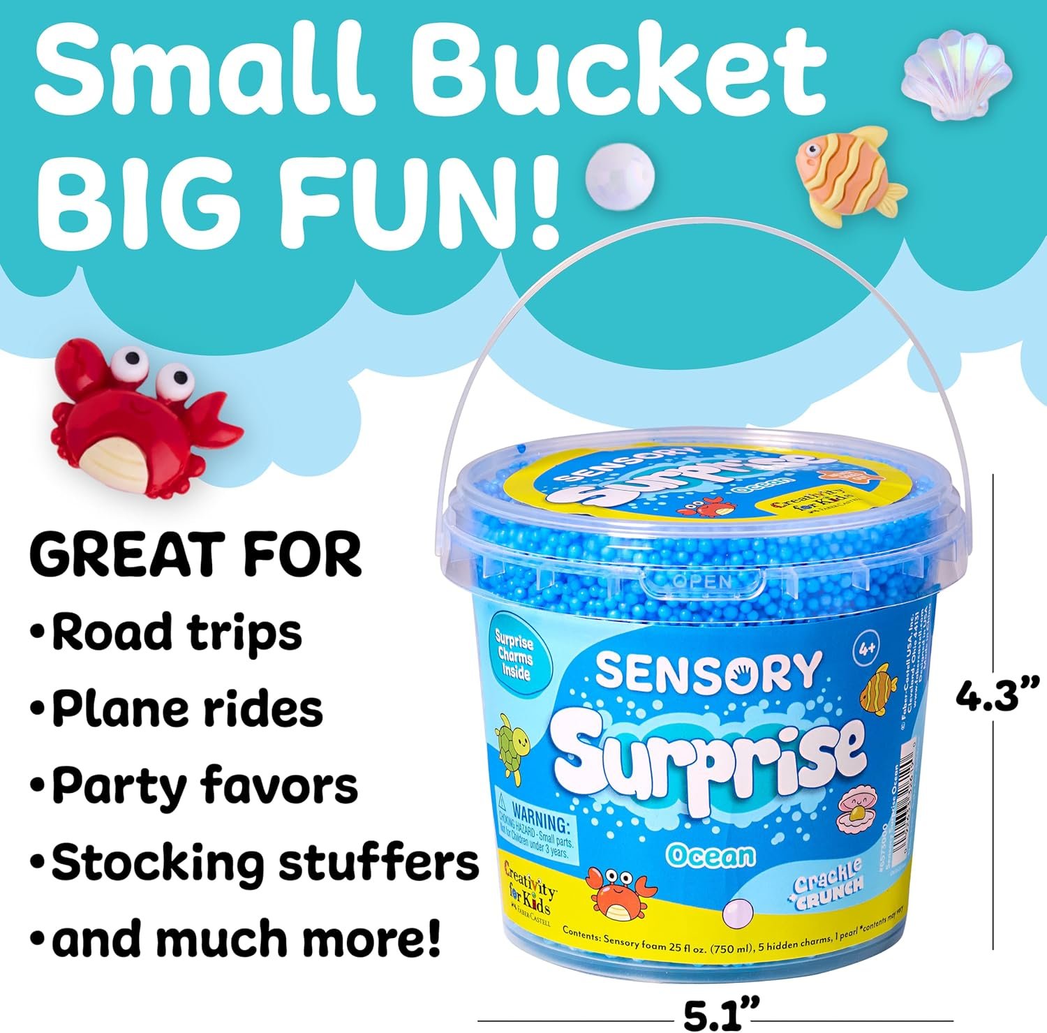 Creativity for Kids Sensory Surprise Ocean Kit | Crunchy Sensory Foam Toy for Kids | Dig, Squish & Discover Hidden Ocean Surprises | Mess-Free, Screen-Free Play (Ages 4+) - Image 6