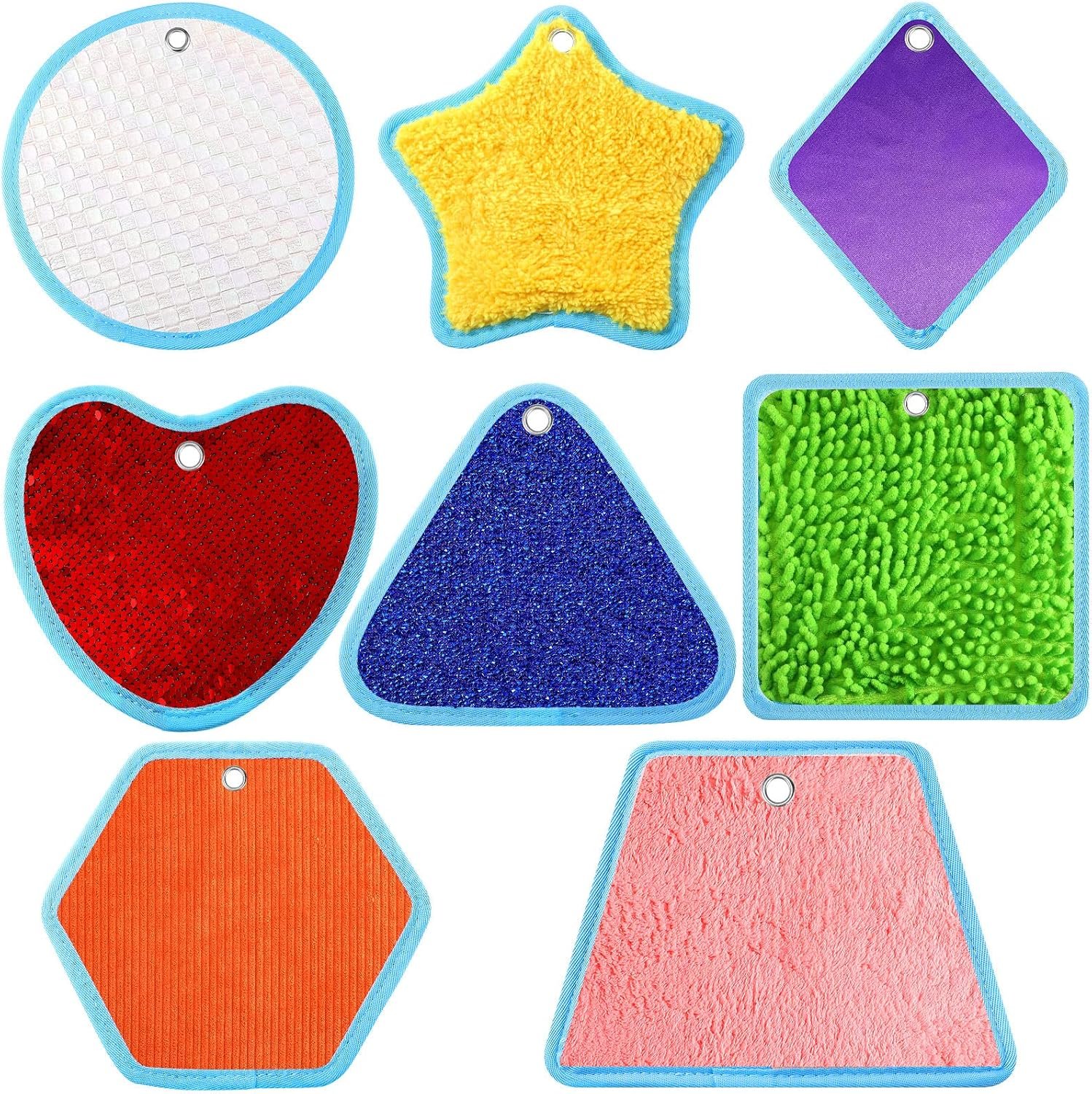 Boao 8 Set Mini Sensory Mats Assorted Textured Play Mats Sensory Floor Tiles Educational Tactile Toys for Activity(8.7 Inch,Irregular)