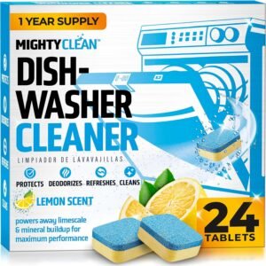 Dishwasher Cleaner And Deodorizer 24 Pack – 1 Year Supply Deep Clean Dishwasher Cleaner Tablets, Septic Safe Dishwasher Cleaning Tablets, Dish Washer Cleaner To Remove Limescale, Mineral Buildup, Odor