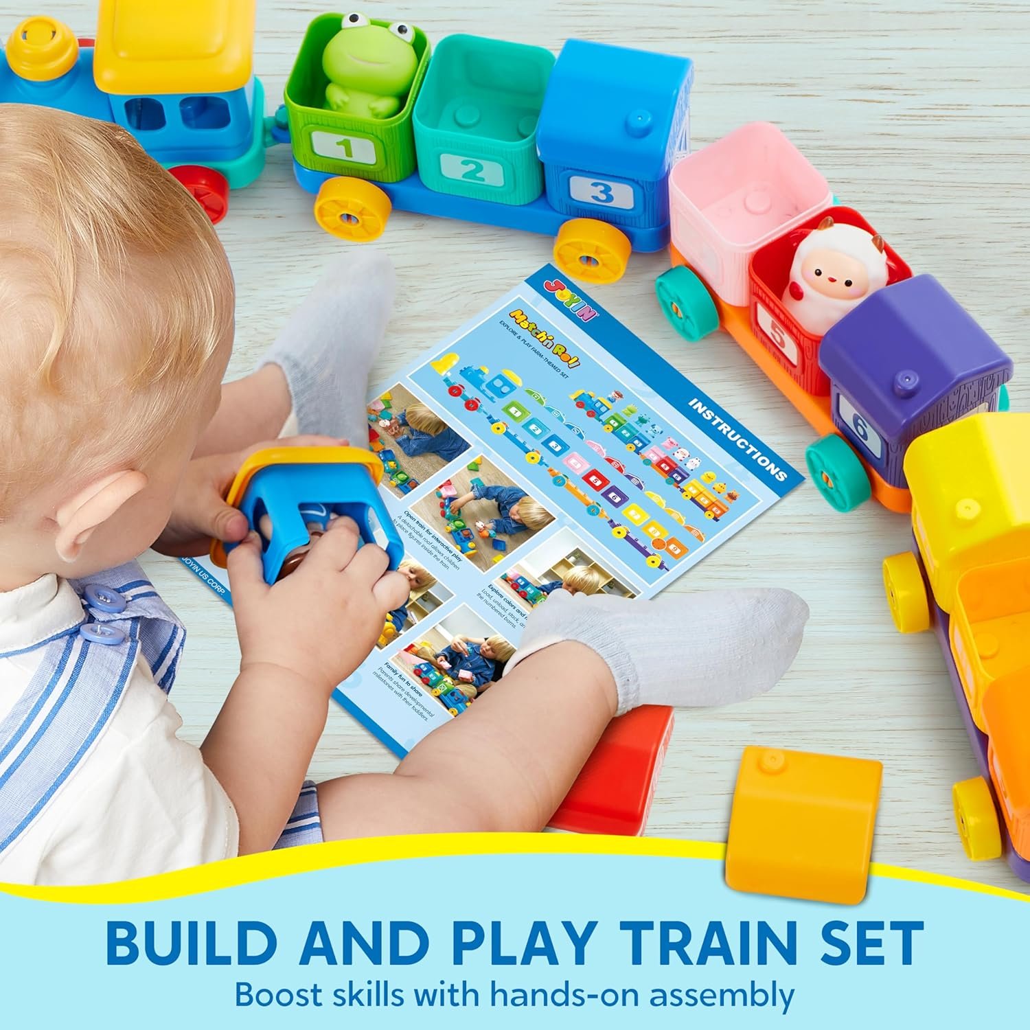 Play-Act Learning Toy for Toddlers 1 2 3 Years Old, Counting, Matching & Sorting Montessori Learning Farm Train Including 9 Farm Animals, Birthday Gift for Baby Boys Girls - Image 6