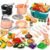 CUTE STONE Kids Kitchen Playset, 45PCS Pretend Cooking Toy Set with Play Pots & Pans, Pressure Cooker, Play Food, Cooking Utensils & Shopping Basket, Toy Kitchen Accessories Gift for Boys Girls