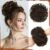 SOFEIYAN Human Hair Bun 100% Real Human Hair Messy Bun Natural Wavy Curly Chignon Hair Bun Extensions Tousled Fake Bun Scrunchies Updo Hair Pieces for Women – Dark Brown